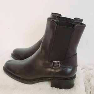 Aquatalia Black Leather Combat Motorcycle Boots 9